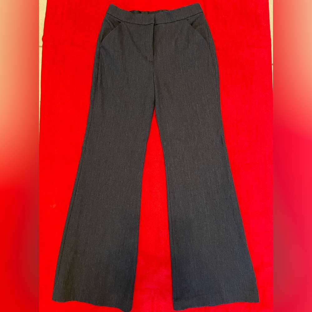 NWOT- Editor high waited trouser flare pant, heather blue, size 6 regular